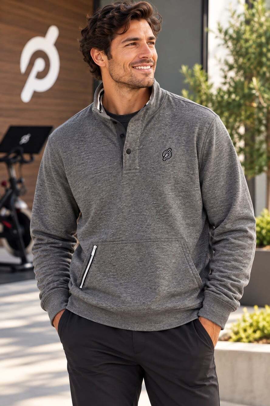 4 Laps X PELOTON Gray 1/4 Zip Pockets L Sleeve Sweatshirt. Mens Large
